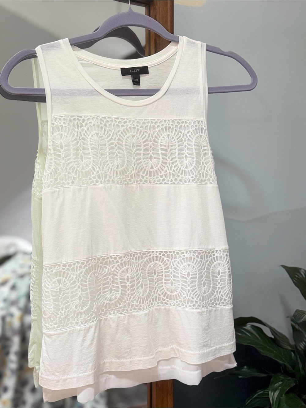 J. Crew White Lace-Panel Tank Top